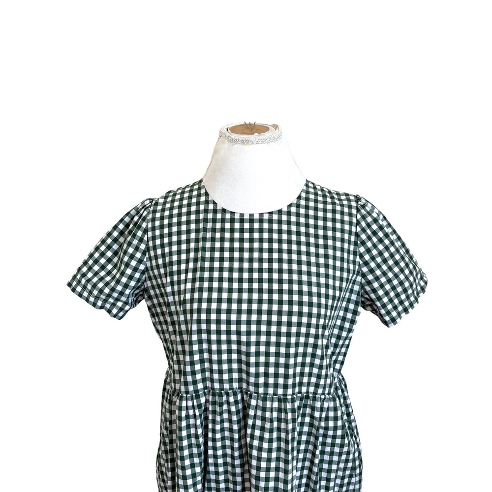 Tradlands Gingham Tiered Lagenlook Midi Dress Size S Green Minimalist Oversized - Picture 3 of 13